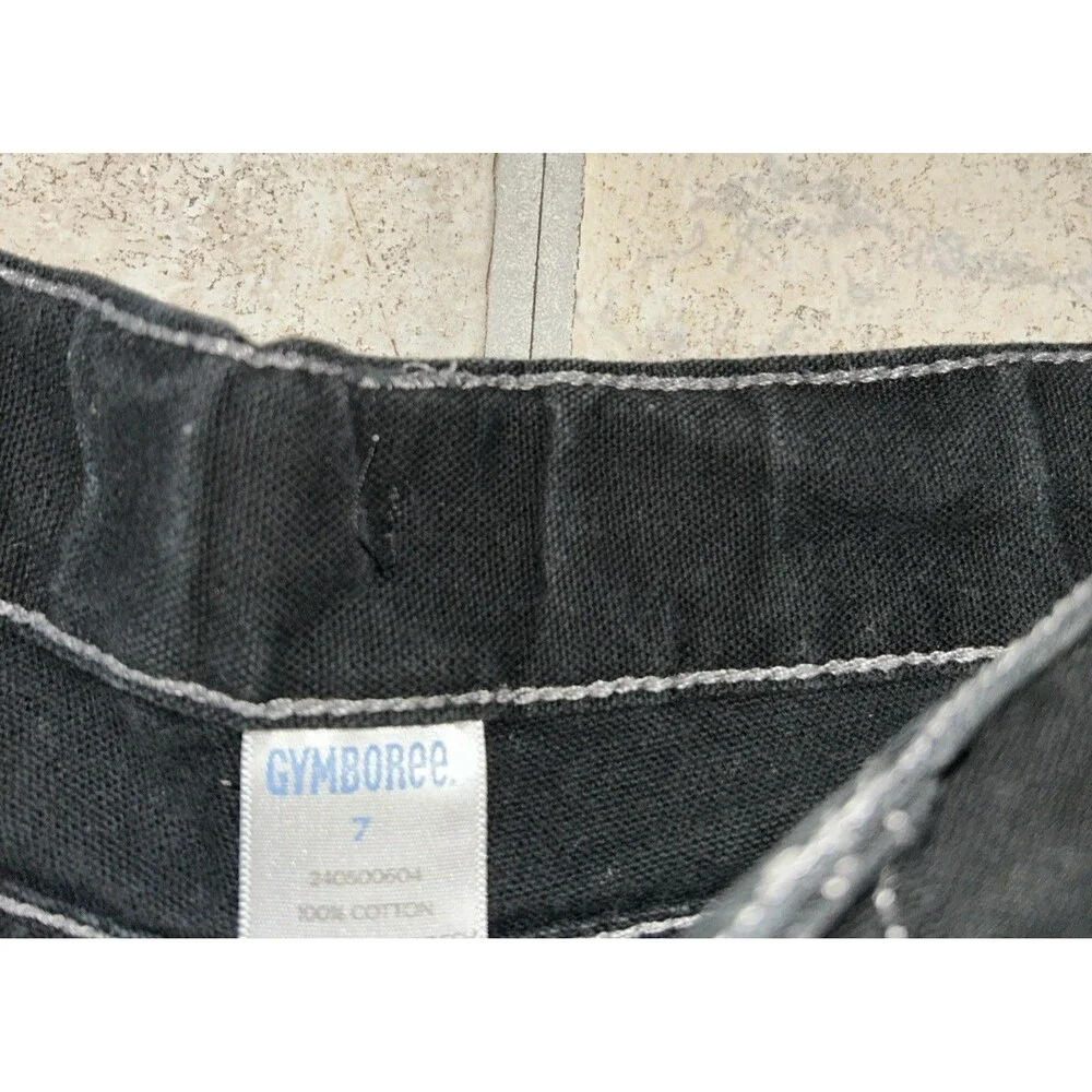 Gymboree Shorts Boys Size 7 Black Denim Jean Adjustable Waist